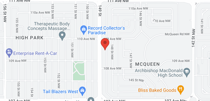 map of 10839 149 ST NW